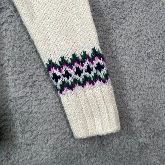 Talbots Cream, Purple, Yellow Fair Isle Mockneck Sweater Small - Picture 8 of 13